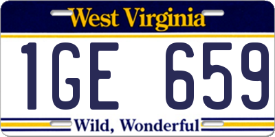 WV license plate 1GE659
