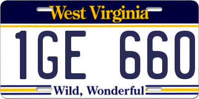 WV license plate 1GE660