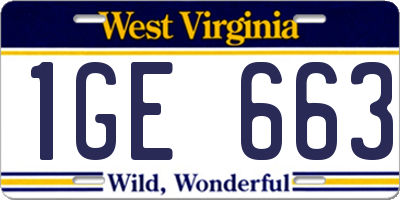 WV license plate 1GE663