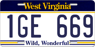 WV license plate 1GE669