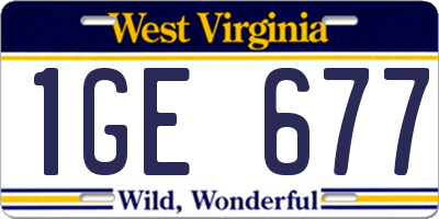 WV license plate 1GE677