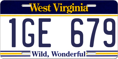 WV license plate 1GE679