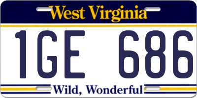 WV license plate 1GE686