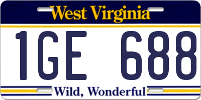 WV license plate 1GE688