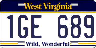 WV license plate 1GE689