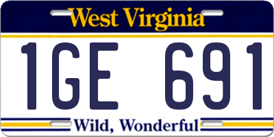 WV license plate 1GE691