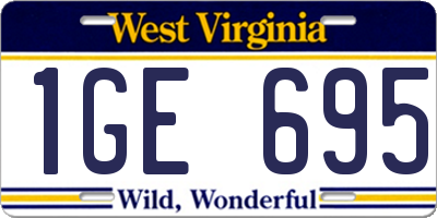 WV license plate 1GE695