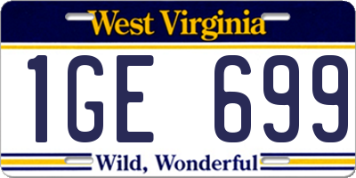 WV license plate 1GE699