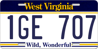 WV license plate 1GE707