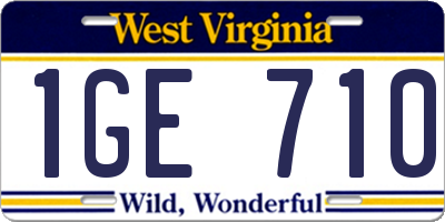 WV license plate 1GE710