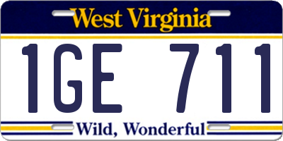 WV license plate 1GE711