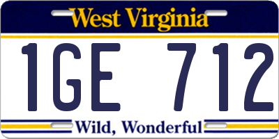 WV license plate 1GE712