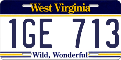 WV license plate 1GE713