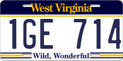 WV license plate 1GE714