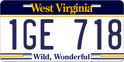 WV license plate 1GE718