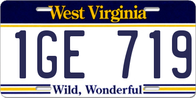 WV license plate 1GE719