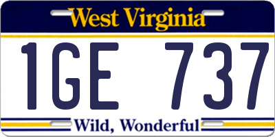 WV license plate 1GE737