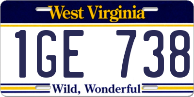 WV license plate 1GE738