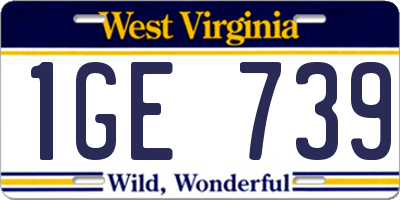 WV license plate 1GE739