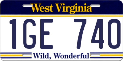 WV license plate 1GE740