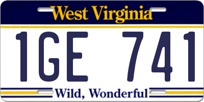 WV license plate 1GE741