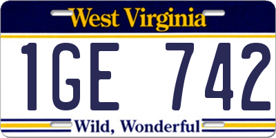WV license plate 1GE742
