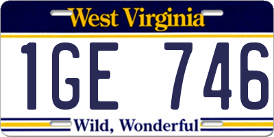 WV license plate 1GE746