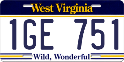 WV license plate 1GE751