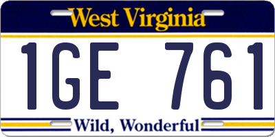 WV license plate 1GE761