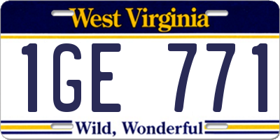 WV license plate 1GE771
