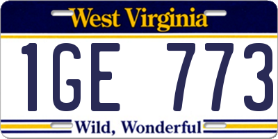WV license plate 1GE773