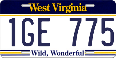 WV license plate 1GE775