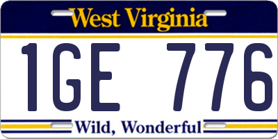WV license plate 1GE776