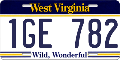 WV license plate 1GE782