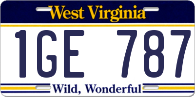 WV license plate 1GE787