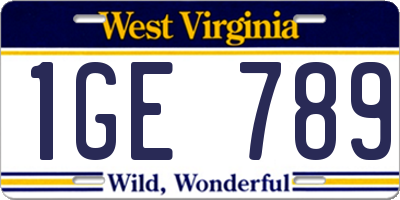 WV license plate 1GE789