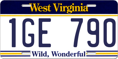WV license plate 1GE790