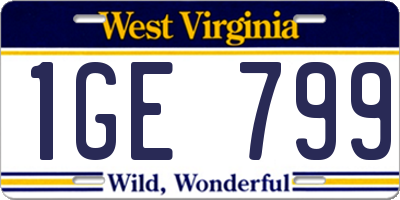 WV license plate 1GE799