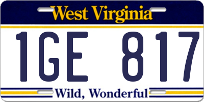 WV license plate 1GE817