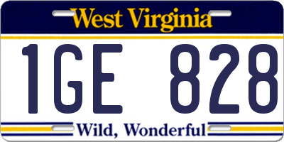 WV license plate 1GE828
