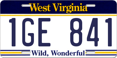 WV license plate 1GE841