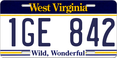 WV license plate 1GE842