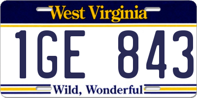 WV license plate 1GE843