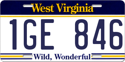 WV license plate 1GE846