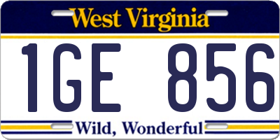 WV license plate 1GE856
