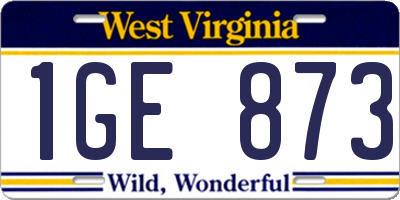 WV license plate 1GE873