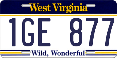 WV license plate 1GE877