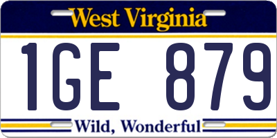 WV license plate 1GE879