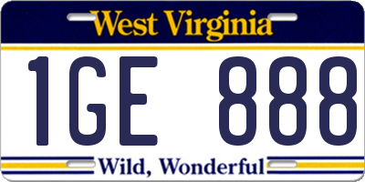 WV license plate 1GE888
