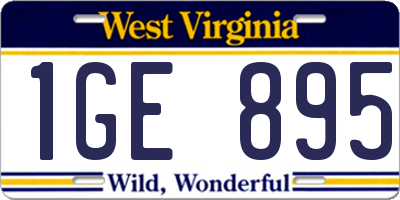 WV license plate 1GE895